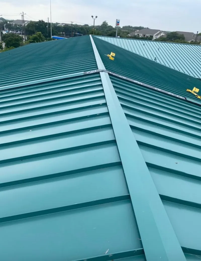 Green commercial metal roof ridge and valley for Metal Roof Repair in Zanesville